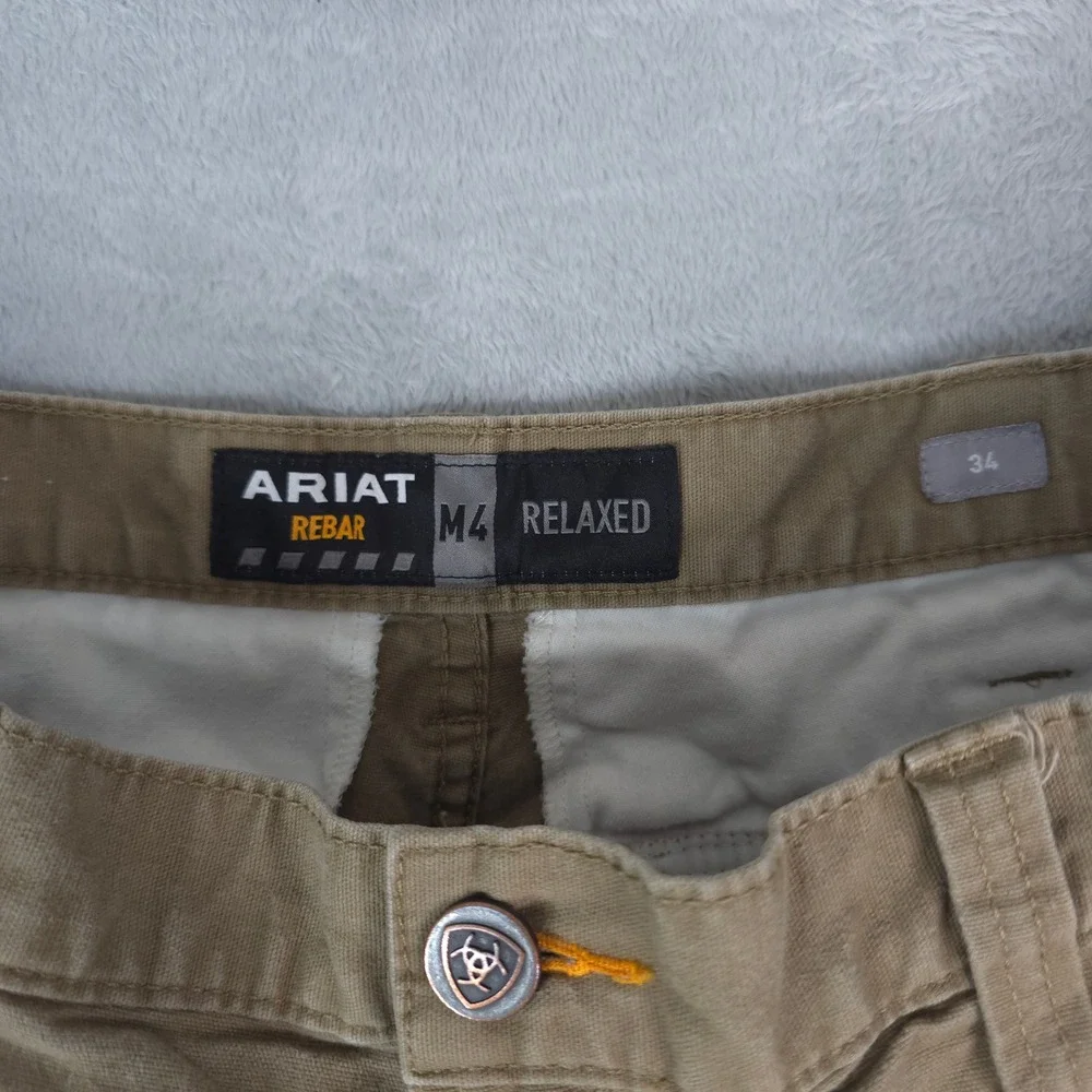 Ariat Cargo Shorts Rebar M4 Relaxed Men 34x11 Field Khaki DuraStretch Tough Work